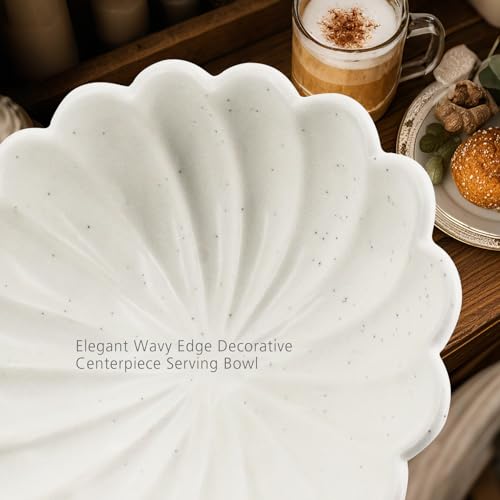 8" White Fluted Scalloped Decorative Bowls