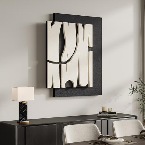 3D Black and White Abstract Wall Art