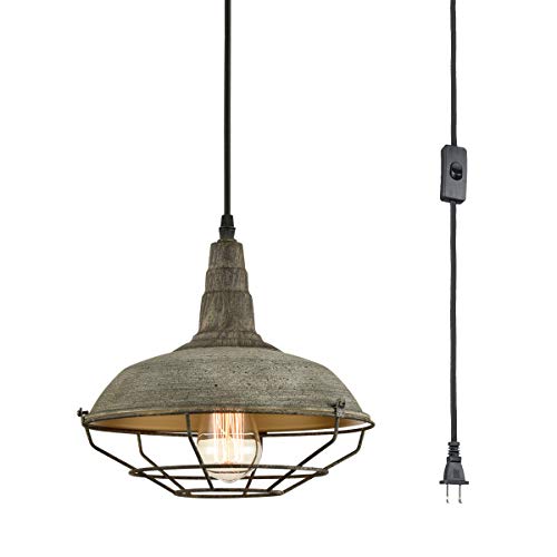 Farmhouse Plug in Pendant Light with 16 Feet Hanging Cord Hanging Lighting Fixture