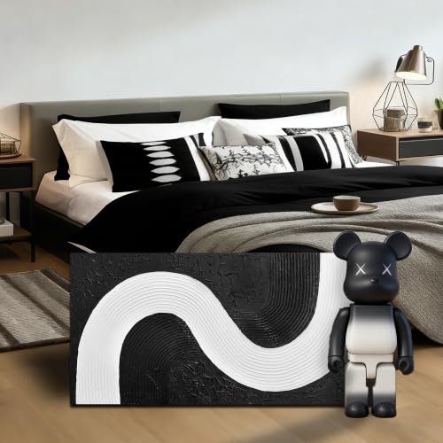 Black And White Abstract Wall Art For Living Room Minimalist Canvas Wall Art For Bedroom Modern Painting Wall Decor For Office 20 x 40 Inch
