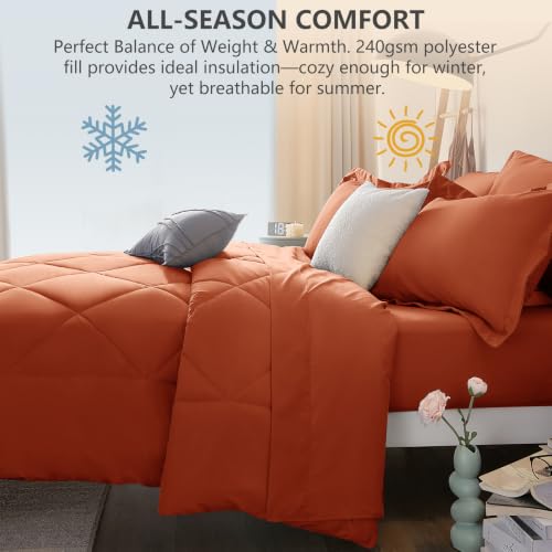 Full Comforter Set 82"x86" Burnt Orange