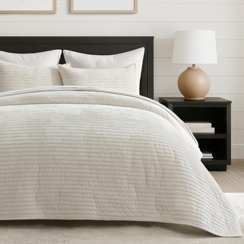 Stripe Channel Luxury Velvet Quilt Set King Size