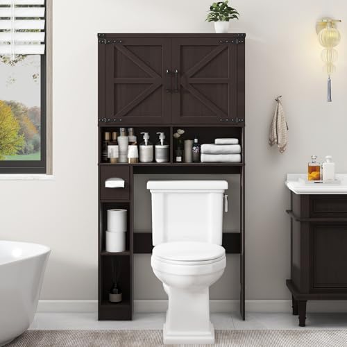 Over The Toilet Storage Cabinet with 2 Barn Doors