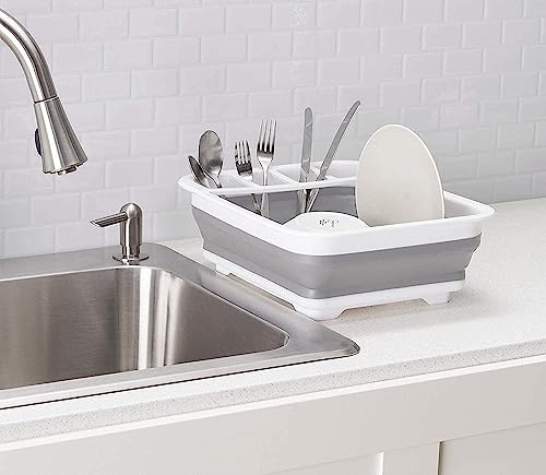 Collapsible Dish Drying Rack Portable Dinnerware Drainer Organizer for Kitchen RV Campers Travel Trailer Space Saving Kitchen Storage Tray