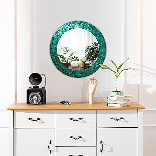 24" Round Rainbow Mosaic Wall Mirror