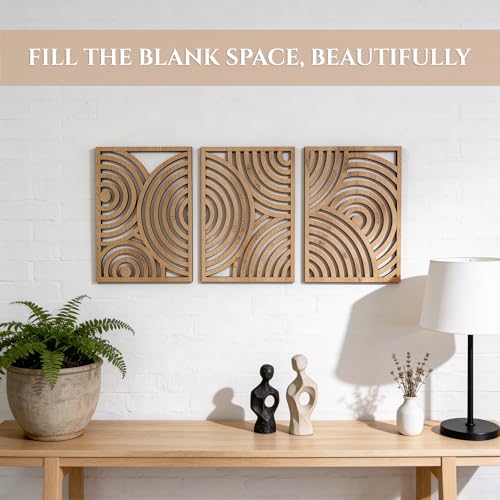 Modern Wooden Wall Sculptures (3 Count)