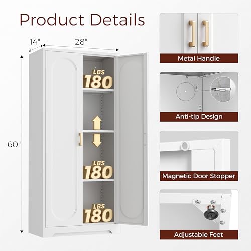 60" Tall Metal Storage Cabinet with Doors