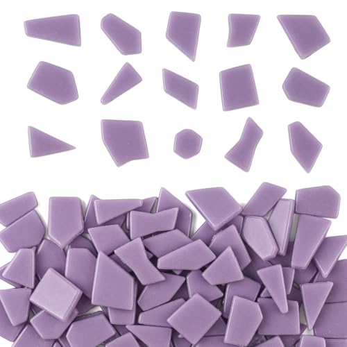 200g Purple Glass Mosaic Tiles for Crafts Bulk (7.05 Ounce)