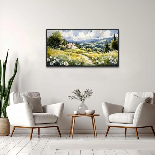 Black Framed Canvas Wall Art For Living Room Wall Decor For Bedroom Office Pastoral Scenery Paintings Modern Wall Pictures Artwork Room Aesthetic Home Decor 20x40 In