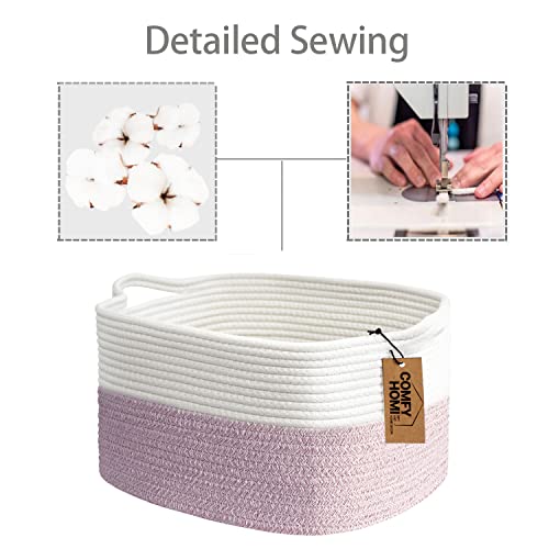 Cotton Rope Woven Basket with Handles for Shelves