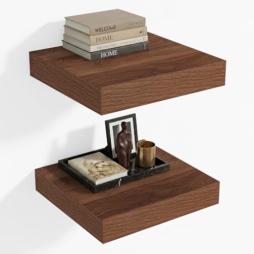 12 x 12 Deep Floating Shelves Wall Mounted Set of 2 Walnut (2 Count)