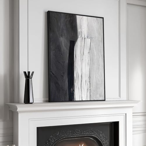 Framed Black and White Modern Abstract Wall Art