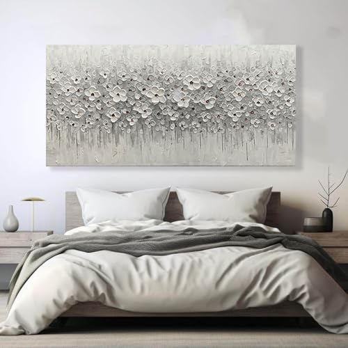 Large Canvas Wall Art for Living Room White Flowers Picture Hand