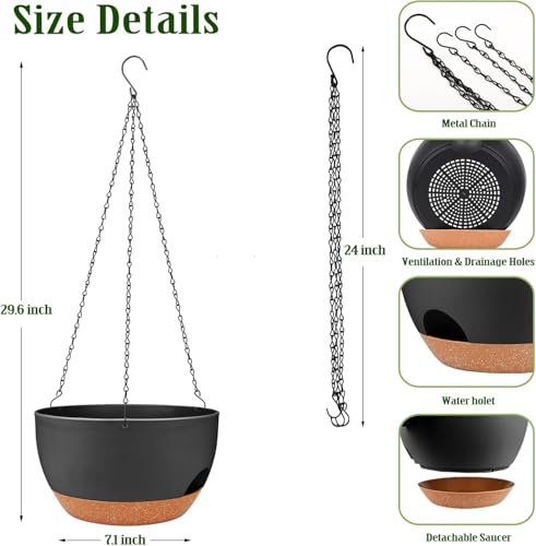 12 Inch Self Watering Hanging Planters with Removable Reservoir (2 Count)