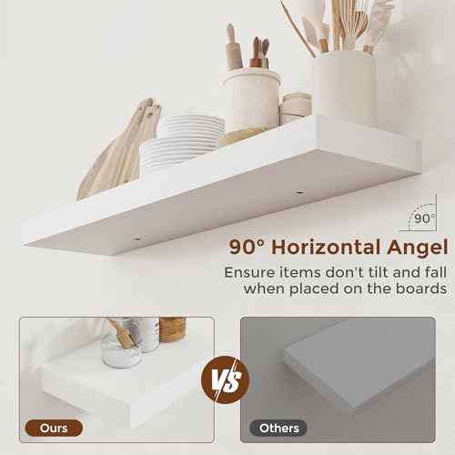 36 Inch Floating Shelves for Wall 8 Inch Deep White Shelves Set of 2 (2 Count)