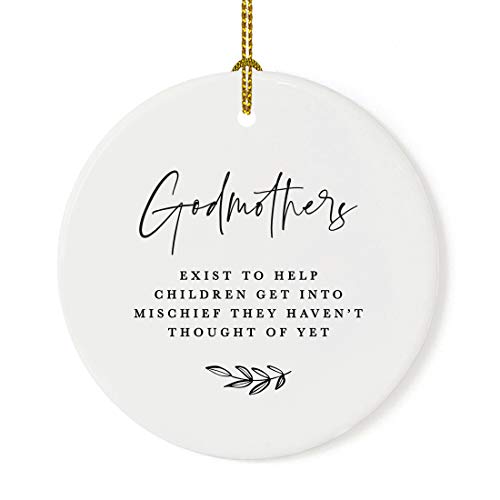 Round Ceramic Porcelain Christmas Tree Ornament Keepsake Collectible Godmother Gift