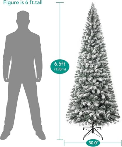 6.5ft Slim Snow Flocked Christmas Tree with Lights