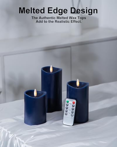 Navy Blue Flameless Candles (3 Count)