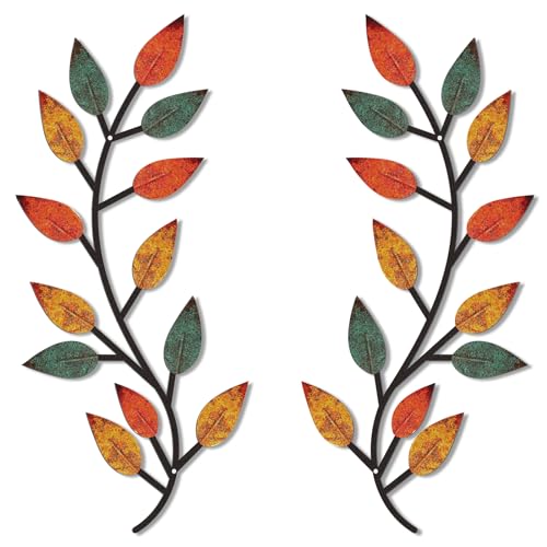 2 Pcs Metal Leaf Wall Art Vine Branch Decor (2 Count)