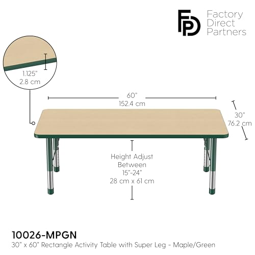 FDP 30" x 60" Rectangle Table with Chunky Legs