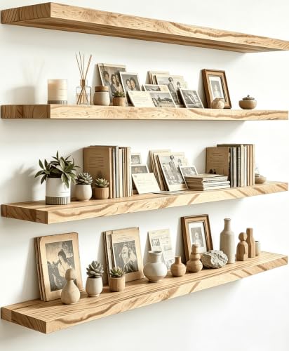Wood Floating Shelves for Wall Decor (4 Count)