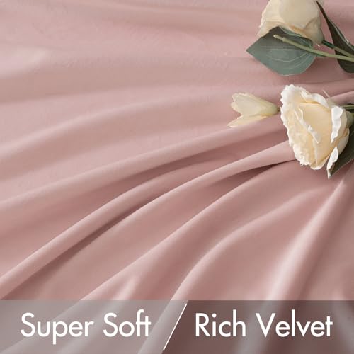 Light Pink Velvet Pinch Pleat Blackout Curtains W52 X L108 Inches (2 Count)