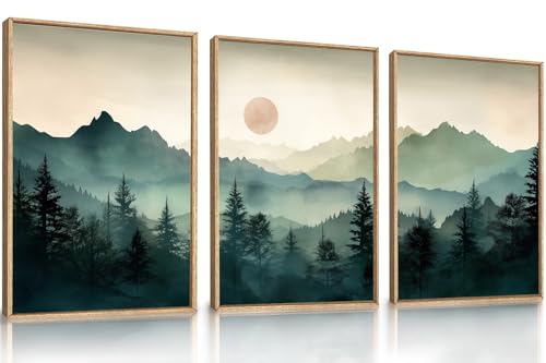 Large Boho Mountain Framed Wall Art Set