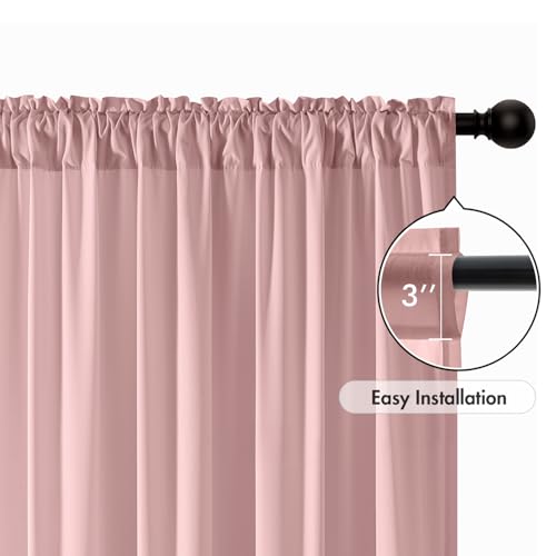 Light Pink Privacy Sheer Curtains 2 Panels 42W x 63L (2 Count)