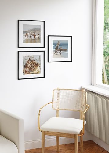 16x16 Black Metal Picture Frames Matted to 12x12 (3 Count)