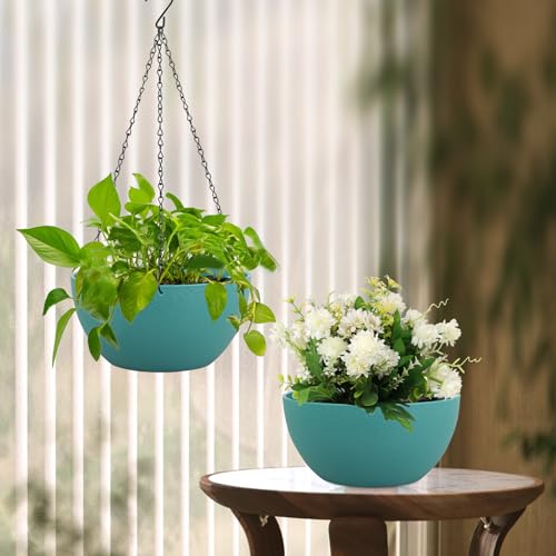 8 inch Small Hanging Planters Plant Pots for Indoor Outdoor Plants (2 Count)