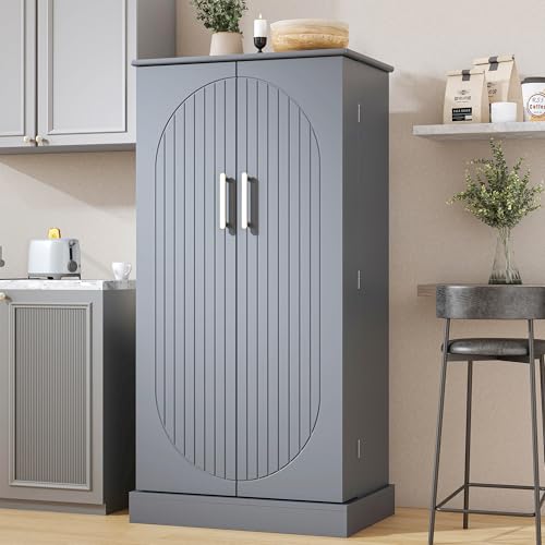 47" Kitchen Pantry Cabinet with Doors and Adjustable Shelves
