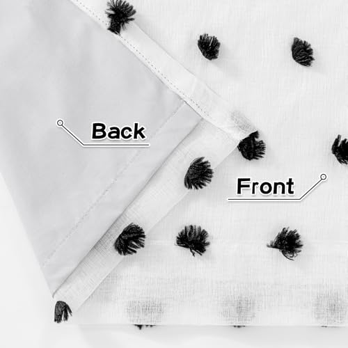 100% Blackout Curtains for Bedroom Total Light Blocking Curtains 95 Inch Extra Long Room Darkening 2 Panels Grommet Sliding Door Privacy Window Drapes with Black Pom Pom Sheer 50" x 95" (2 Count)