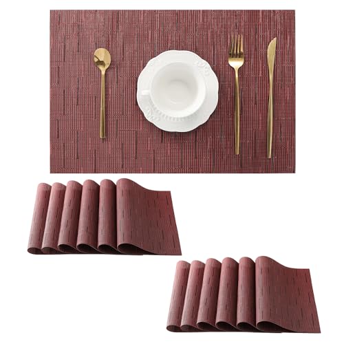 Burgundy Placemats Set of 12 (12 Count)