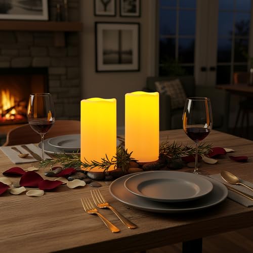 8"x4" Large Waterproof Outdoor Flameless Candles with Remote Timer (2 Count)