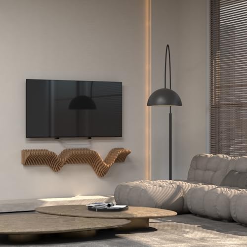 Parametric 40" Floating Shelf Modern Geometric 3D Wavy Wooden Wall Piece