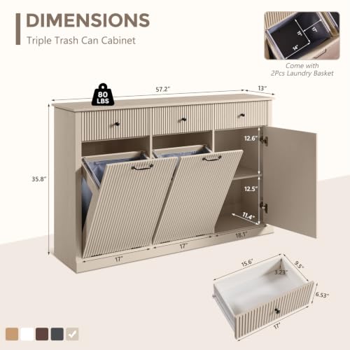 Triple Tilt Out Trash Can Cabinet