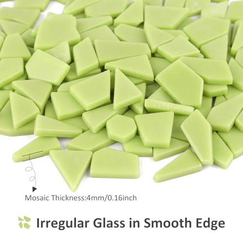 200g Green Mosaic Tiles for Crafts Bulk (7.05 Ounce)
