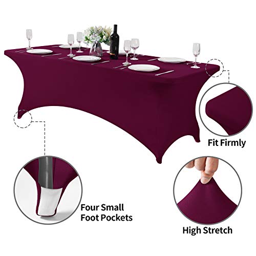 2Pack Spandex Table Cover for 8FT or 4ft or 6ft Table Universal Fitted Stretch Tablecloth for Party