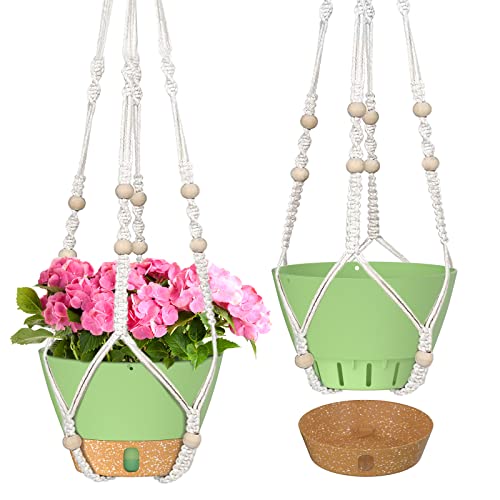 2 Pack 10 Inch Hanging Planters with Macrame Plant Hanger for Indoor and Outdoor Plants (72 Count)