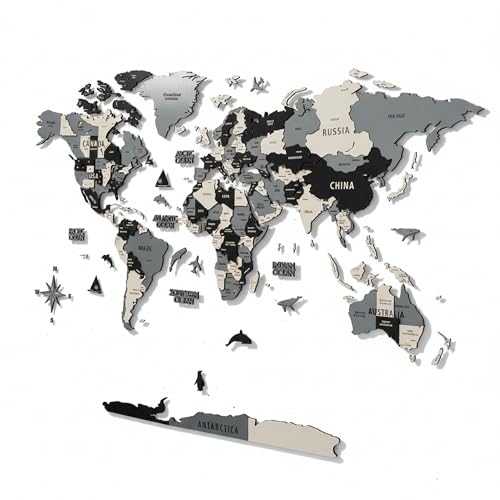 3D Wooden World Wall Art