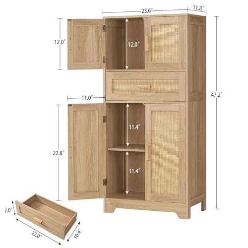 47.2" H Tall Storage Cabinet with Adjustable Shelf