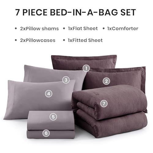 California King Comforter Set 7 Pieces Italian Plum Bed in a Bag
