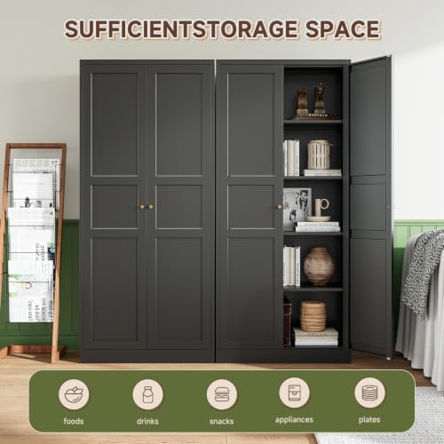 Black Storage Cabinet with Adjustable Shelves