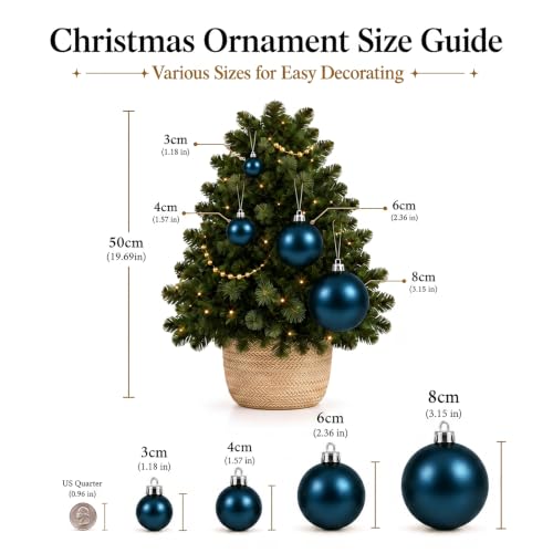 24ct Blue Christmas Ball Ornaments for Tree Decorations (24 Count)