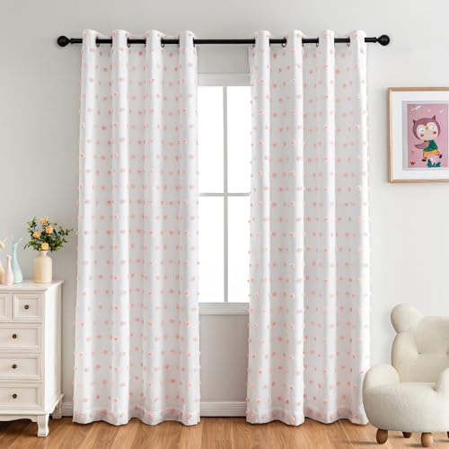 Pink Blackout Curtains for Girls Bedroom 84 Inch Long 100% Light Blocking Girls Nursery Curtains for Living Room 2 Panels Privacy Protect Grommet Window Drapes 50W x 84L (2 Count)