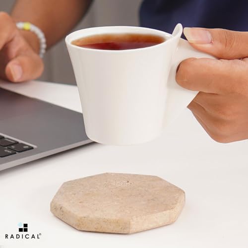 Marble Coasters Set of 6 Travertine Drink Coasters for Table Decor