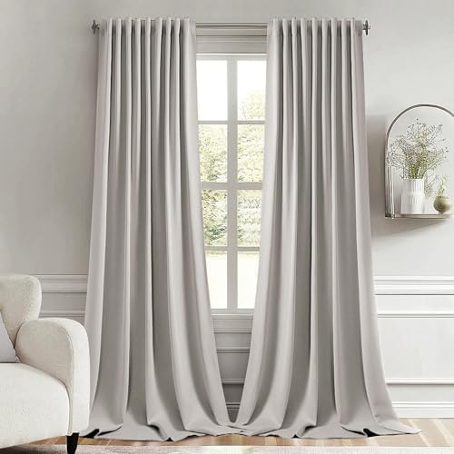 Cobblestone Back Tab Blackout Curtains 52x96 Inch Long 2 Panels Set (2 Count)