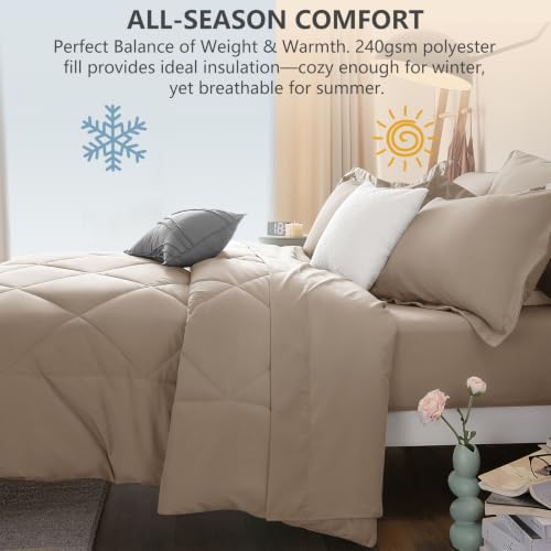 Twin XL Comforter Set 68"x88" Khaki