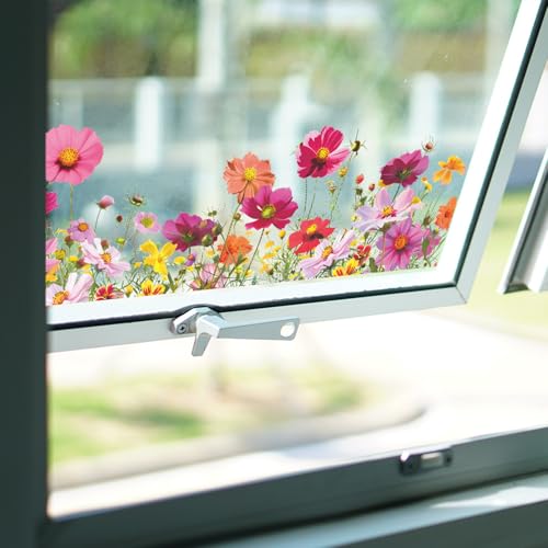 2 Sets 3D Daisy Window Clings Boho Garden Flower Double Sided Wildflower Floral Daisy Window Decals Anti