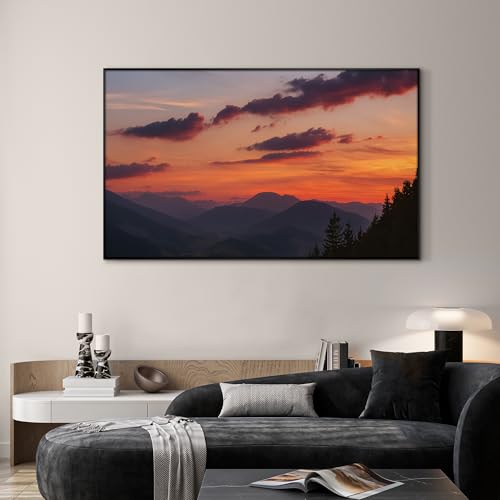 30"x60" Extra Large Framed Wall Art Scenic Sunset Over Mountain Range with Glowing Sky for Home Living Room Bedroom Decor